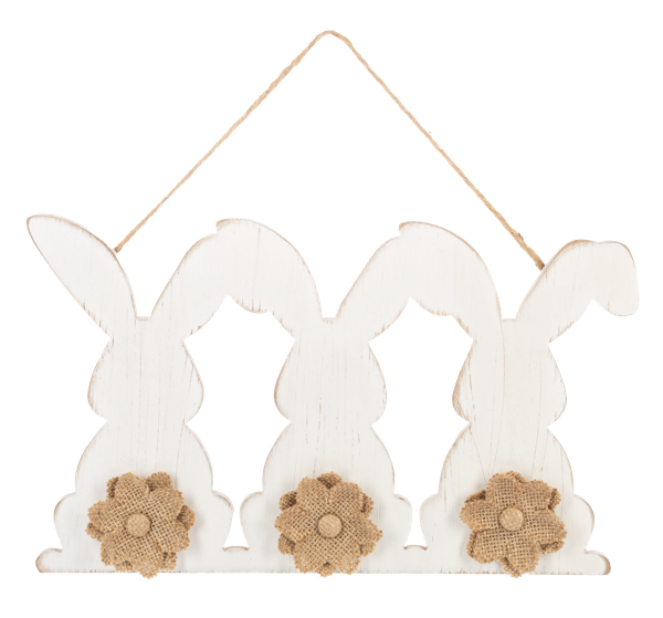 Rabbit with Burlap Flower Tail Wall Decor