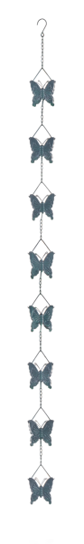 Green Patina Embossed Butterfly Rain Chain