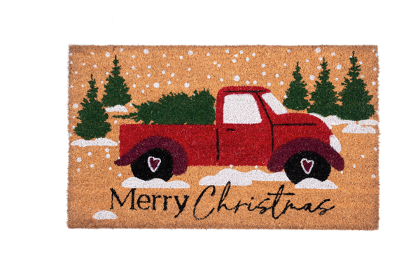 Merry Christmas with Truck Doormat