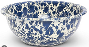 A black and white speckled 4-quart enamel basin on a white background.