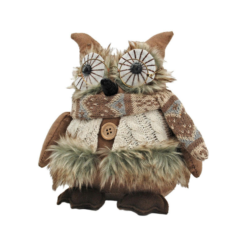 Furry Body Owl with White Vest