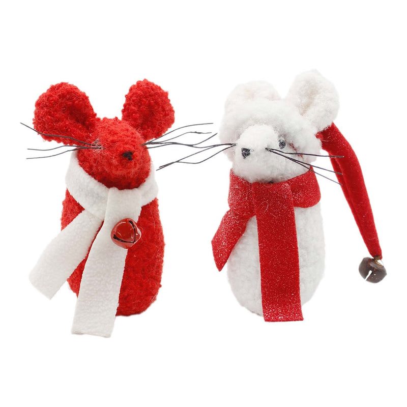 Red and White Plush Mice