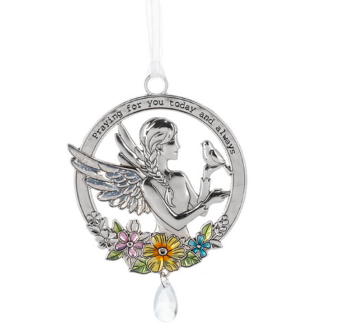 Decorative pendant with fairy and flowers on a white background