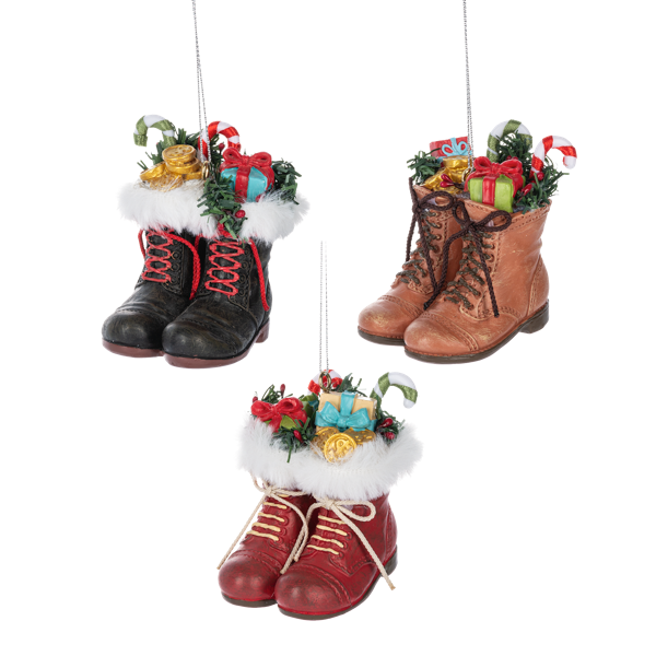 Santa Boots Filled With Joy Ornaments
