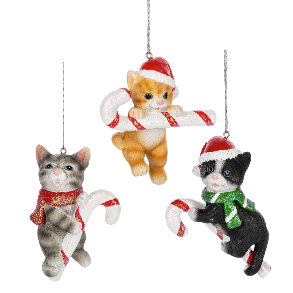 Candy Cane - Cat Ornaments