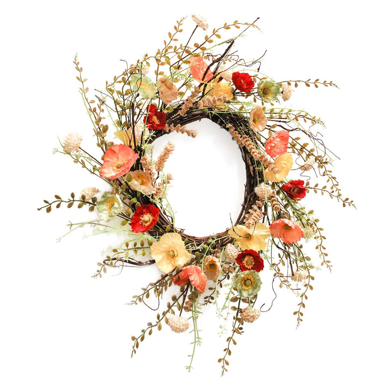 Mixed Poppy Wreath - 24"