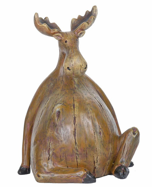 Wooden deer figurine on a white background