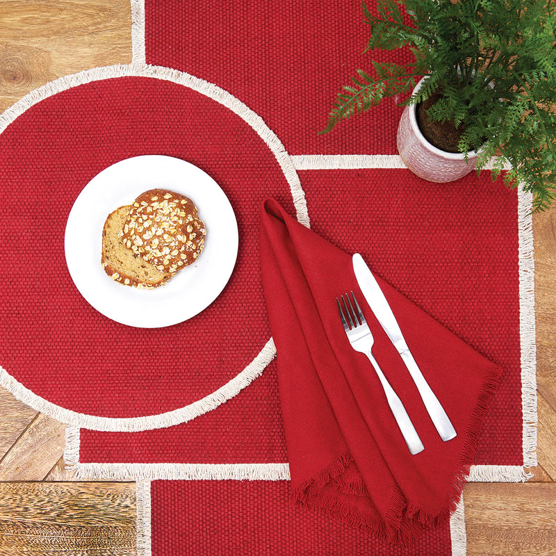 Fringed Table Linens - Cherry