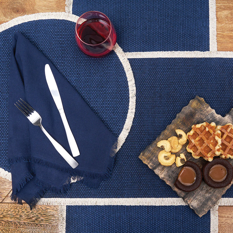 Fringed Table Linens - Indigo