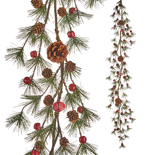 Iced Pine and Bell Garland - 60"