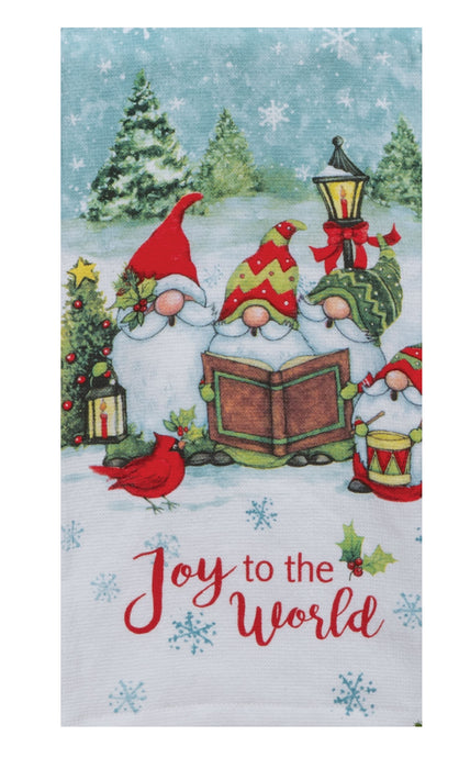 Christmas Gnomes Joy to the World Dual Purpose Terry Towel