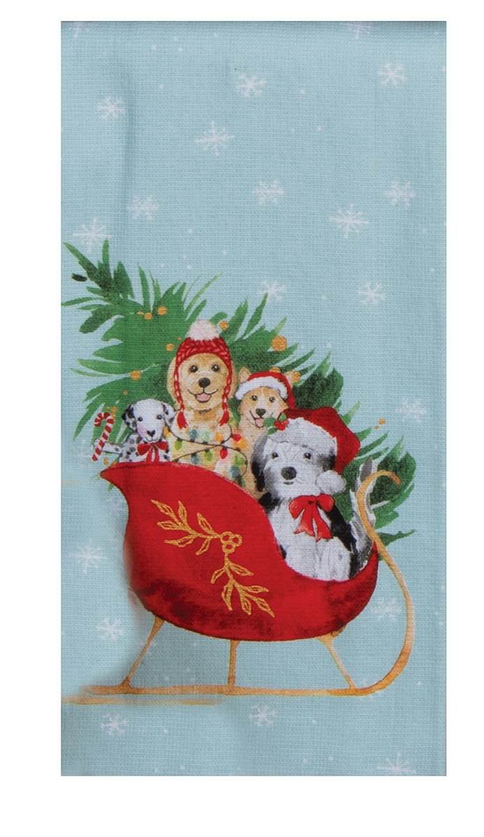 Santa Paws Sleigh Pups Dual Purpose Terry Towel