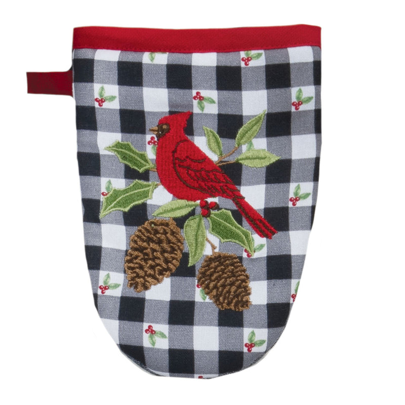 Winter Cardinal Embroidered Grabber Mitt