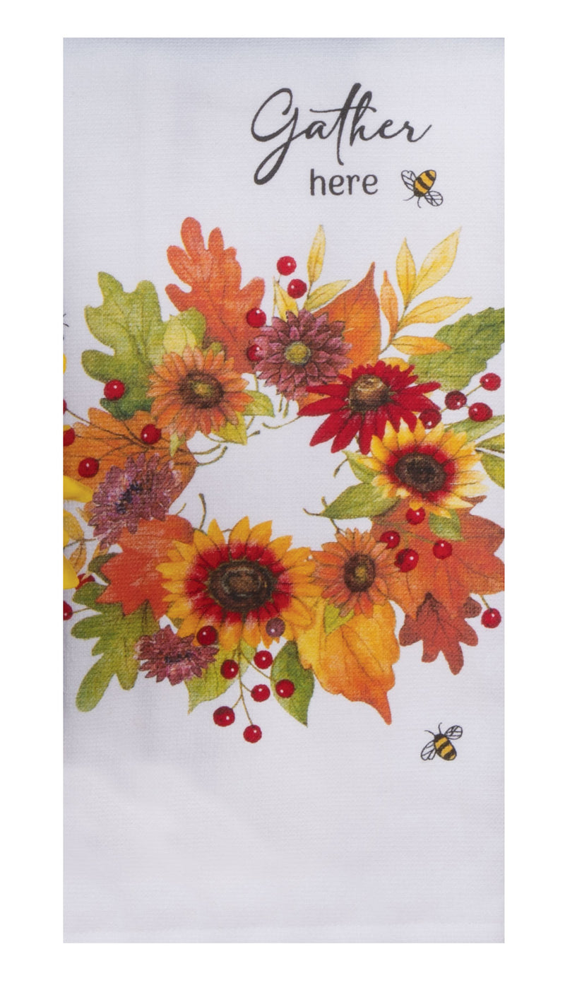 Harvest Sunflower Gather Wreath Dual Purpose Terry Towel