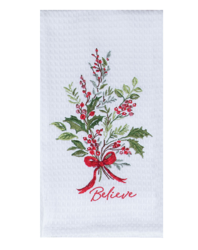 Believe Holly Embr. Waffle Towel