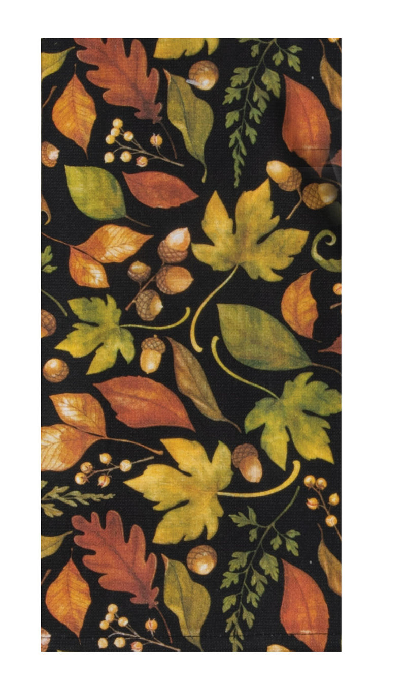 Rug with autumn leaf pattern on a black background
