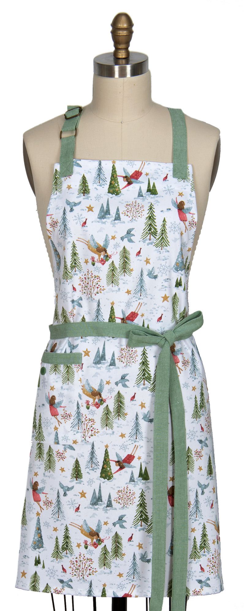 Apron with nature-themed design on a mannequin