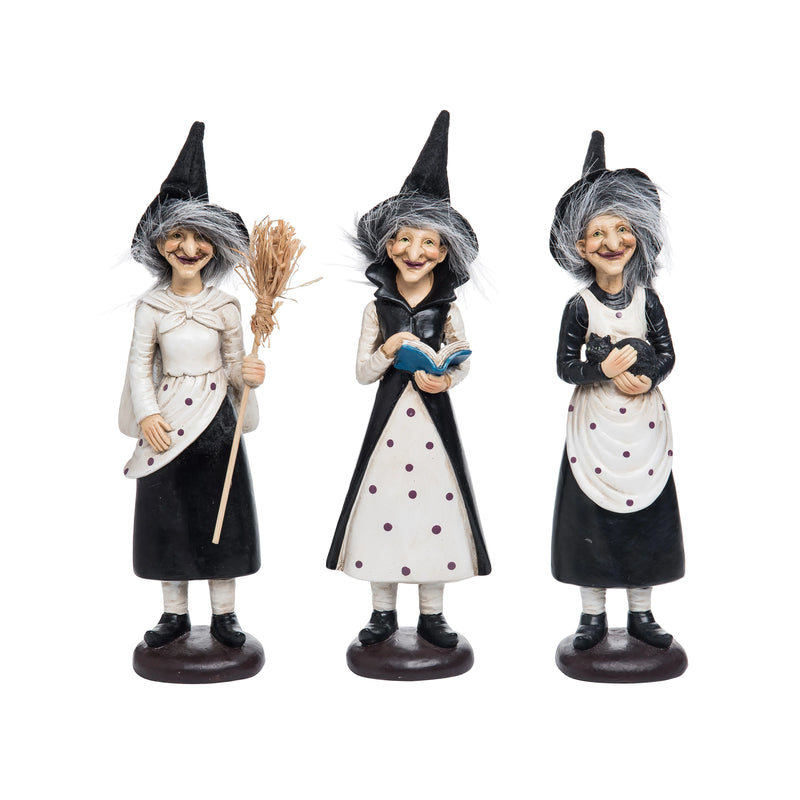 Fuzzy Hair Witch Figurines