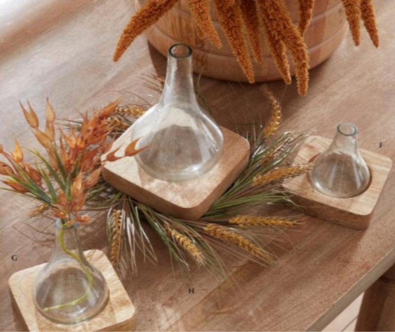 Bud Vase on Wood Tray