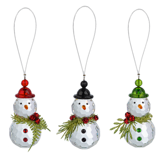 Crystal Snowman Ornaments