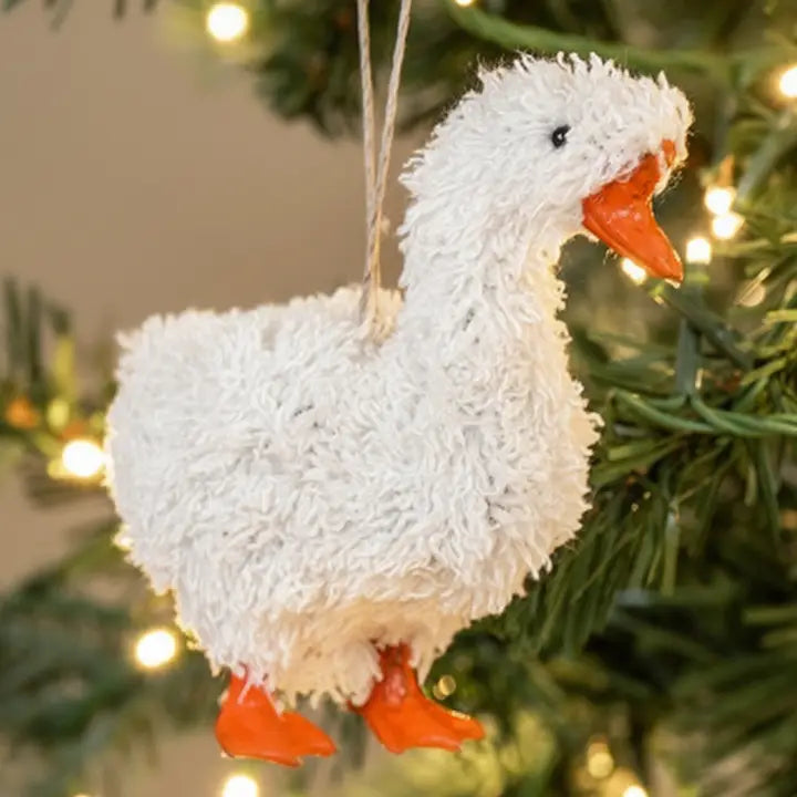 Standing Fluffy Goose Ornament
