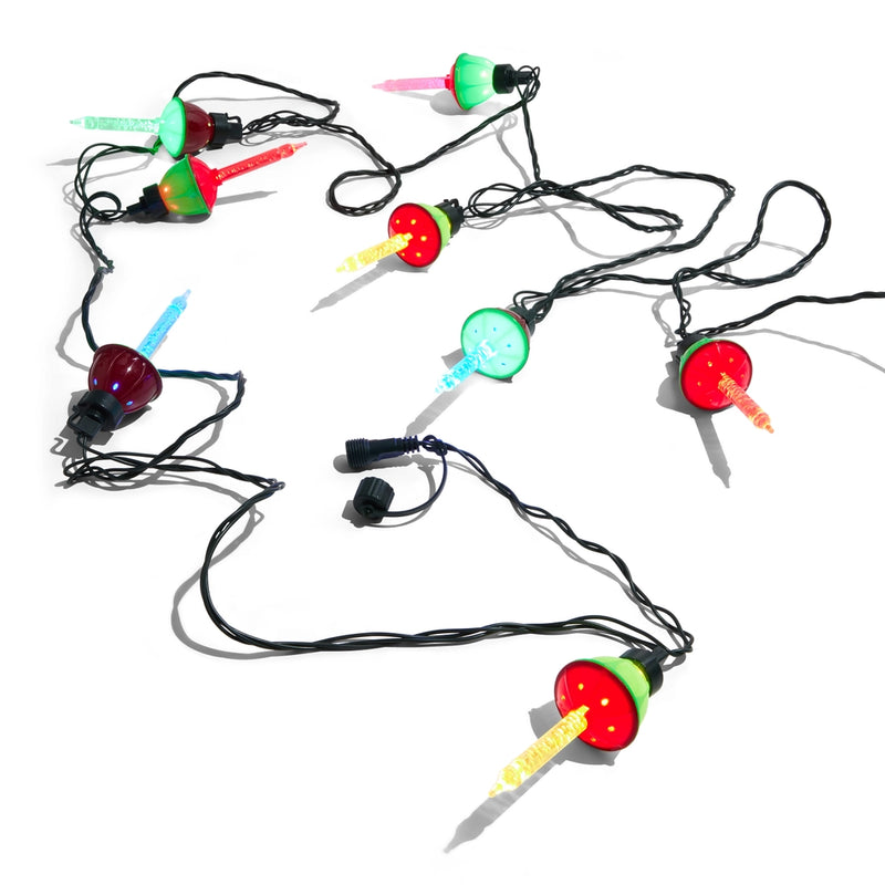 Colorful fishing lures on a white background