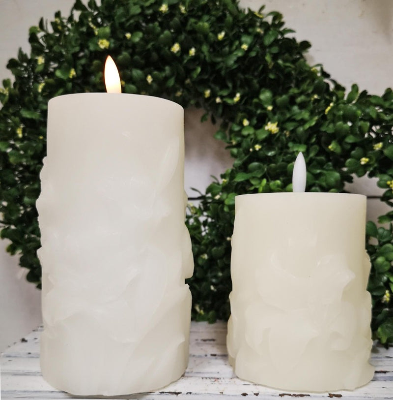 White Lily LED Pillar Candles