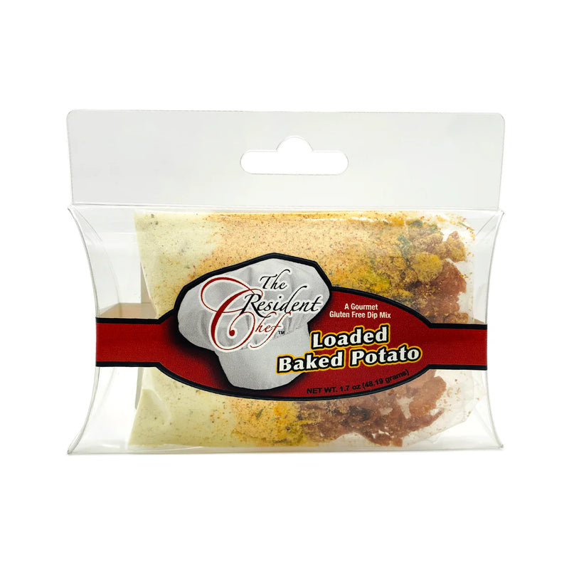Package of 'The Resident Chef Loaded Baked Potato' mix on a white background