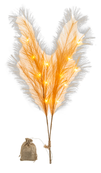 LED Light Up Rough Gold Pampas Grass Spray