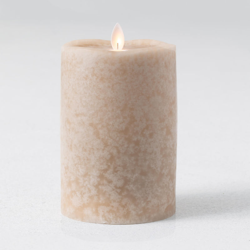 Tan Mottled LED Pillar Candle