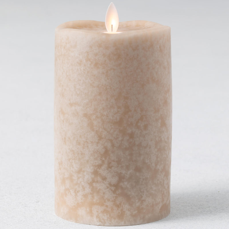 Tan Mottled LED Pillar Candle