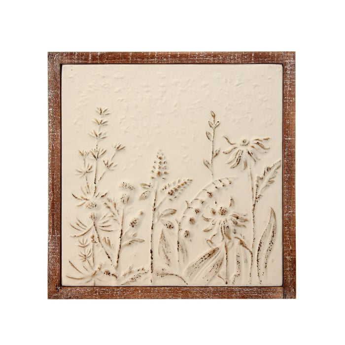 Framed Metal Wild Flower Plaque