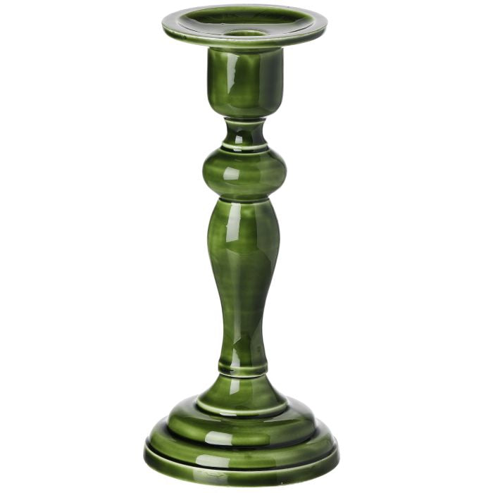 Green Enamel Candlestick Set