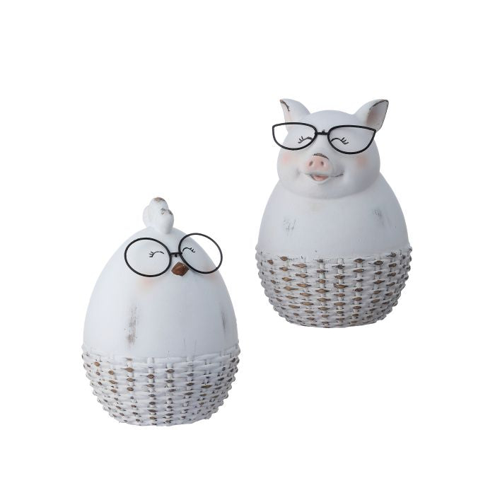 Chicken and Pig Figurines