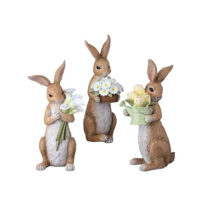 Bunny with Floral Bouquet Figurines
