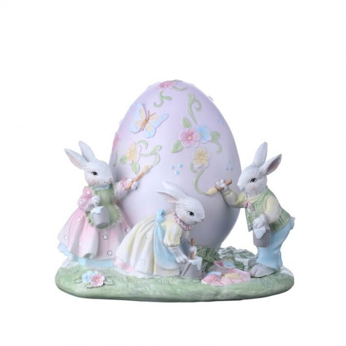 Easter Bunny Family Painting Egg Figurine
