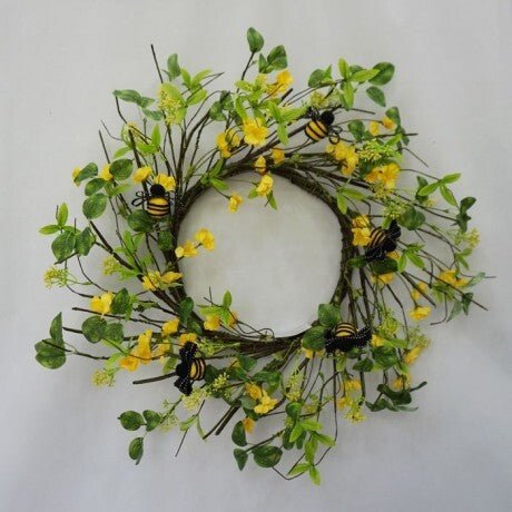 Spring Wildflower with Ribbon Bee Wreath - 24"