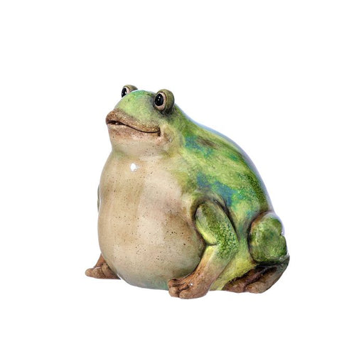 Frog figurine on a white background