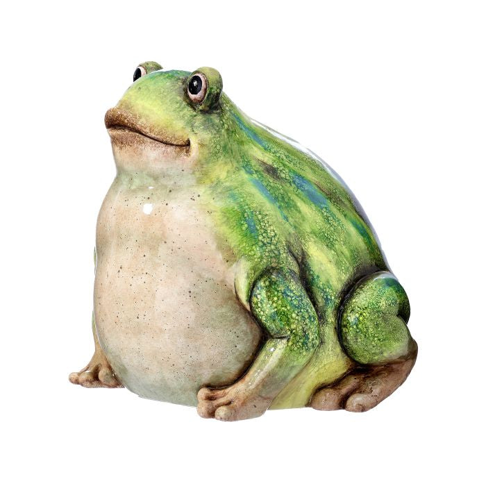 Frog figurine on a white background