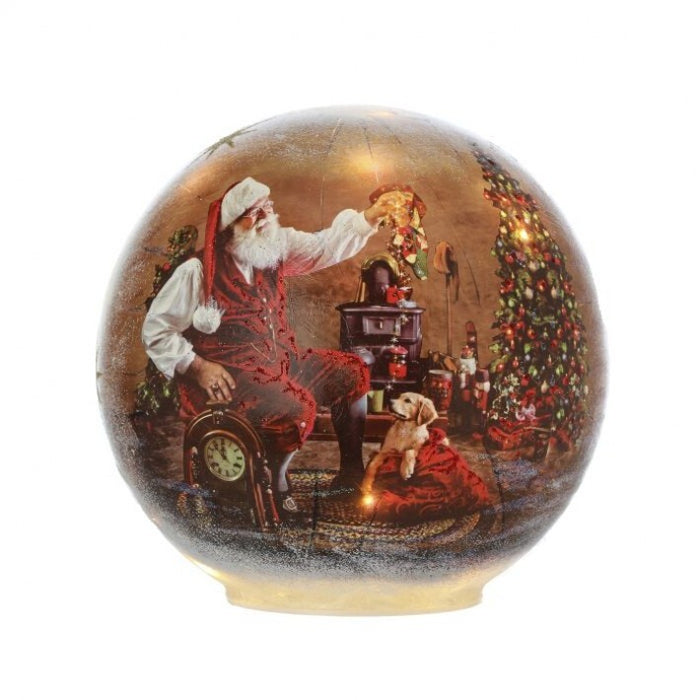 Glass LED Orb with Santa and Toys