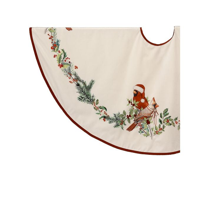 Cardinal Embroidered Holly Tree Skirt
