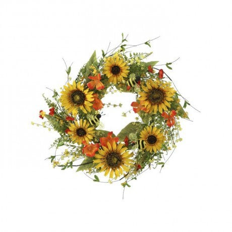 Sunflower & Honey Bee Wreath - 26"
