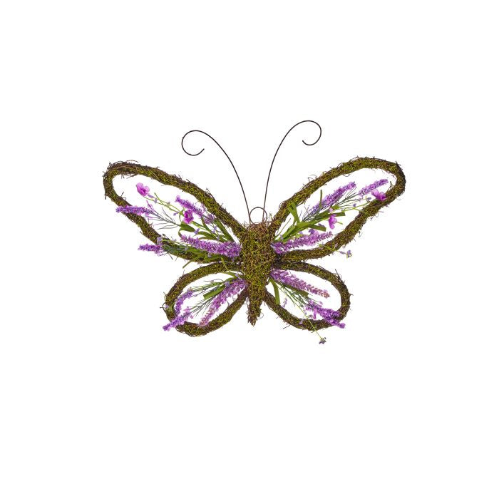 Floral Twig Moss Butterfly Wreath - 18"