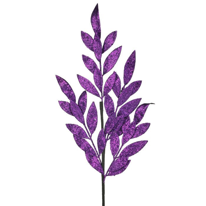 Glitter Laurel Leaf Spray