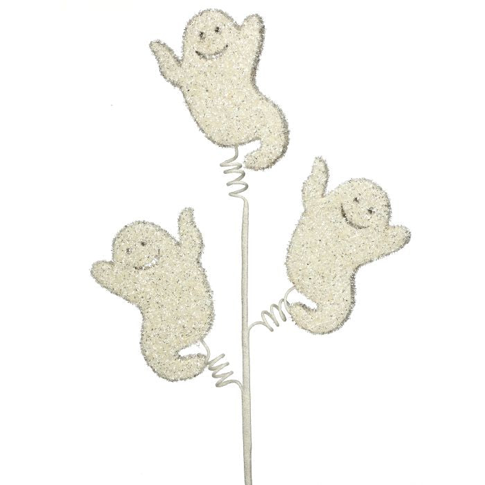 White Glitter Ghost Stem