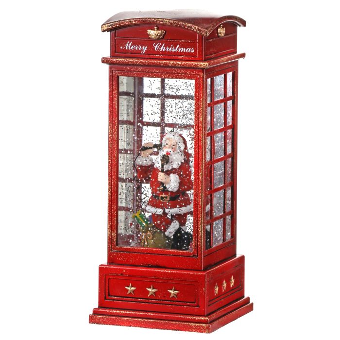 Santa in Phonebooth Lighted Water Lantern