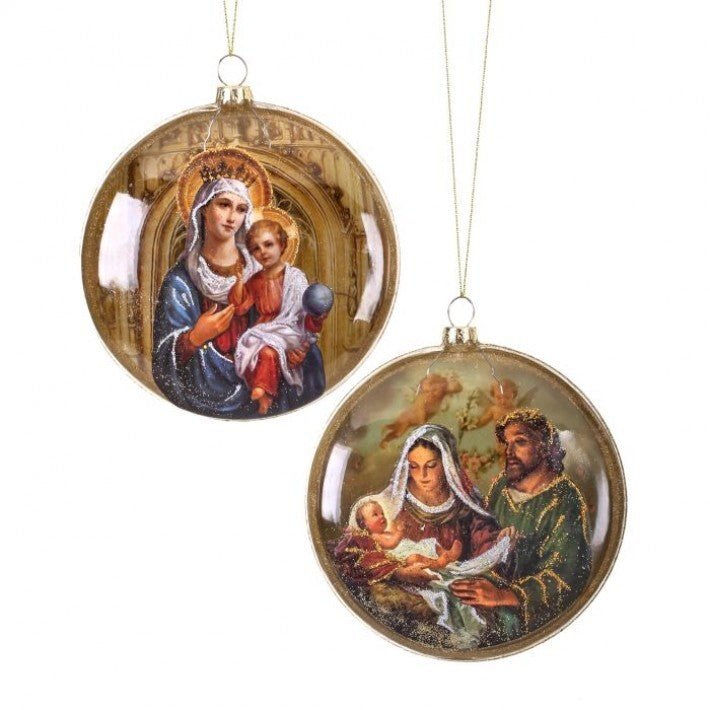 Glass Disc Nativity Ornaments