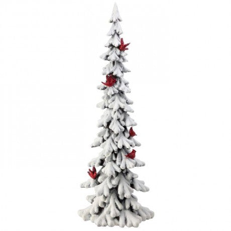 Tabletop Snow Tree with Cardinals