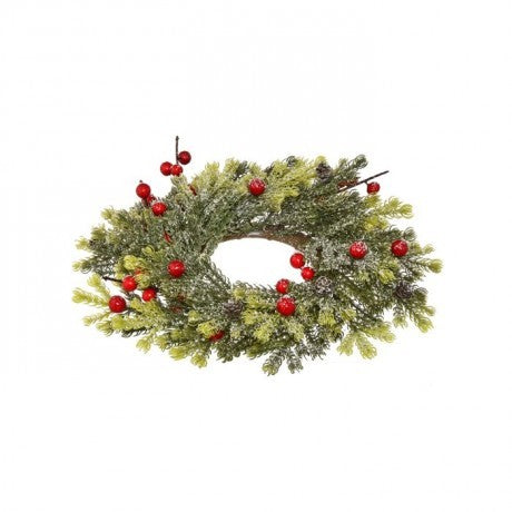 Frosted Mini Fir Berry Candle Ring