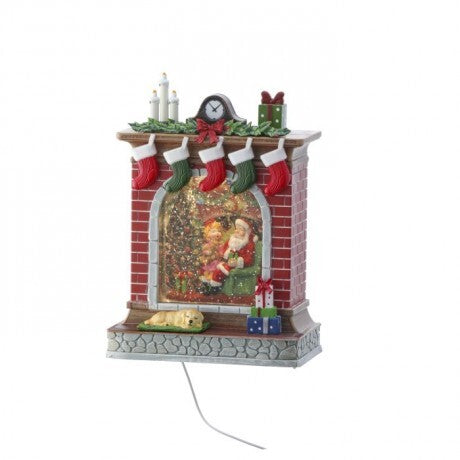 Fireplace Santa Lighted Water Lantern